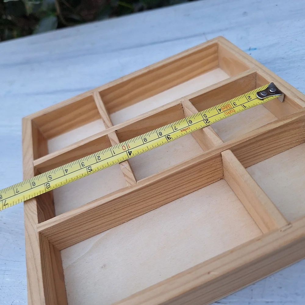 Mini Wood Shadow Box Wall Hanging Display 7x7x 1 inch deep wooden divided - Picture 14 of 14